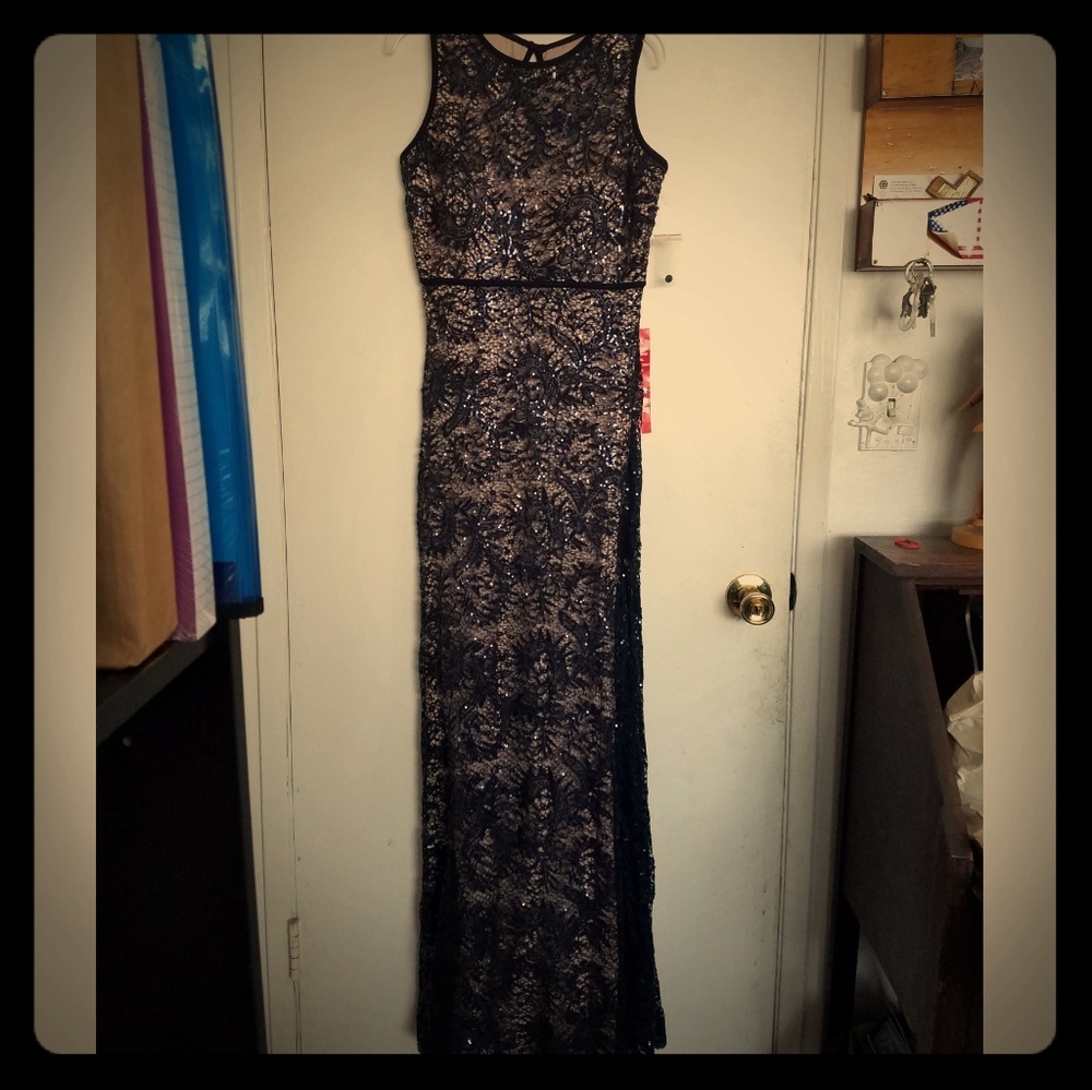 Night Way Collections Black Lace Evening Gown